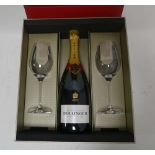 A gift box of Bollinger Special Cuvee Brut Champagne 75cl with 2 etched glasses