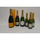 6 bottles of Champagne, 1x Veuve Clicquot Ponsardin Brut with box 75cl,