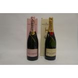 2 bottles of Moet & Chandon Champagne with boxes,