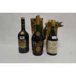 3 bottles, 1x Camus Celebration Cognac with water damaged box,