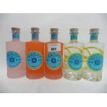 5 bottles of Malfy GQDI Italian Gin, 2x Con Arancia (Blood Orange) 70cl 41%,