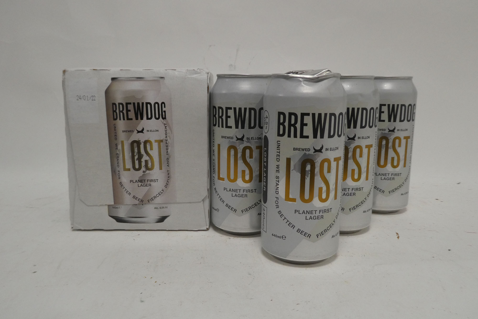 21 cans of BrewDog Lost Planet First Lager 44cl 4.