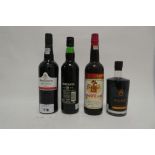 4 bottles, 1x Graham's Fine Ruby Port 75cl, 1x M&S Special Reserve Port Decanter 50cl,