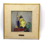 Louis Giraud for Giraud, an enamel plaque depicting jug, bowl and fruit,