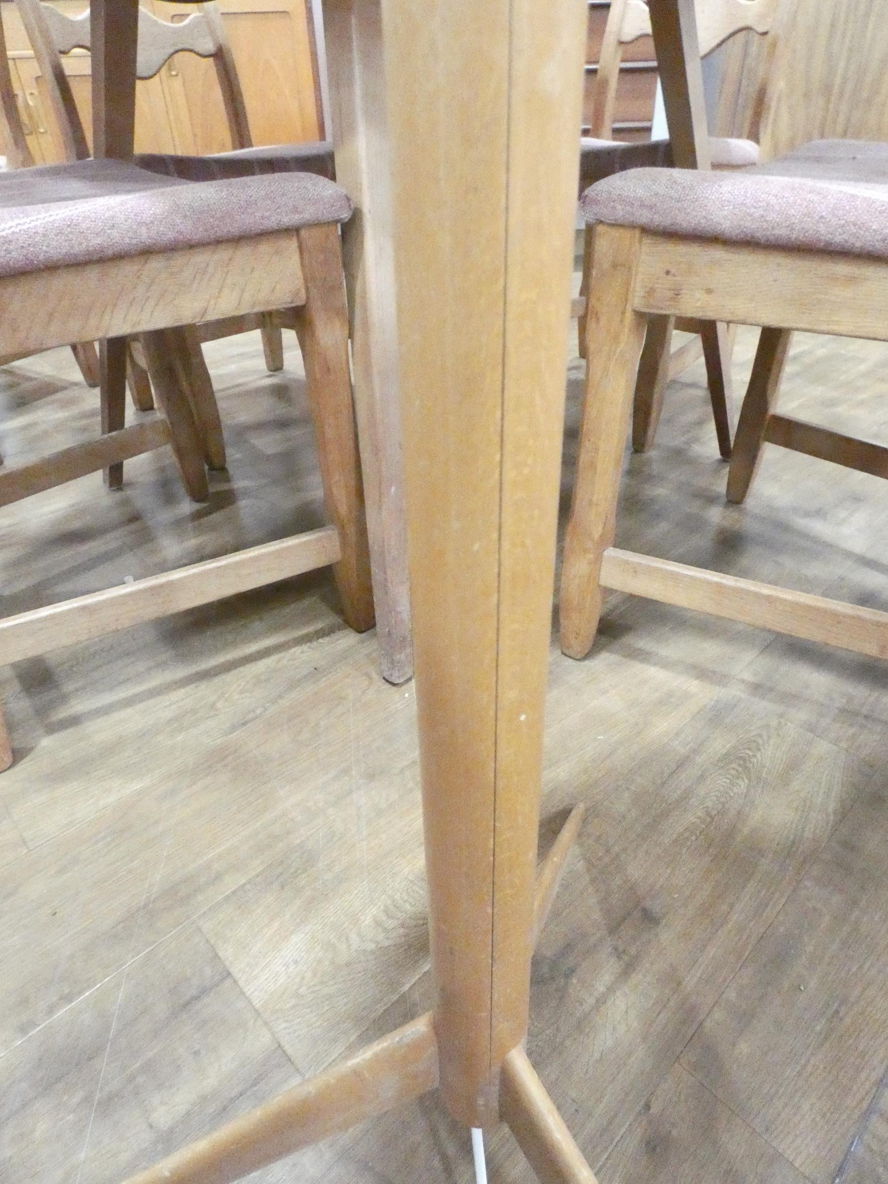 A 1960's beech tripod floor lamp with a yellow shade CONDITION REPORT: Split to side, - Image 4 of 8