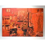 *Withdrawn* 1960's School, An interior scene, unsigned, oil on board, 63 x 91 cm,