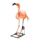 An exterior exhibition life-size figure modelled as a flamingo,
