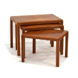 A Danish nest of three teak occasional tables in teak by Vejle Stole, max. w.