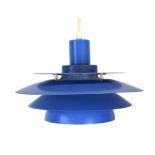 A Danish blue enamelled four-tier miniature ceiling light by Jeka CONDITION REPORT: