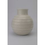 Keith Murray for Wedgwood, a matt cream 'Bomb' vase, marks to base, h.