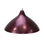 A Finnish purple enamelled pendant ceiling light designed by Lisa Johansson-Pape