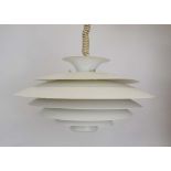 A Danish white enamelled six-tier ceiling light by Form Light in the manner of Louis Poulsen