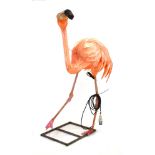 An exterior exhibition life-size figure modelled as a flamingo,