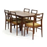 Richard Hornby for Fyne Ladye, an afromesia dining set including a table, 151 x 80 cm,