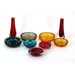 A group of five Whitefriars 'Bubble' glass bowls, together with a similar bubble bowl,