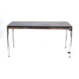 Fritz Haller & Paul Scharer for USM Haller, an ebonised work table with a chromed frame and legs,