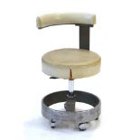 A 1960's Siemens dentist's chair with a grey enamelled frame and white leatherette upholstery *Sold