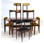 A set of six 1960's teak framed dining chairs with various upholstery,