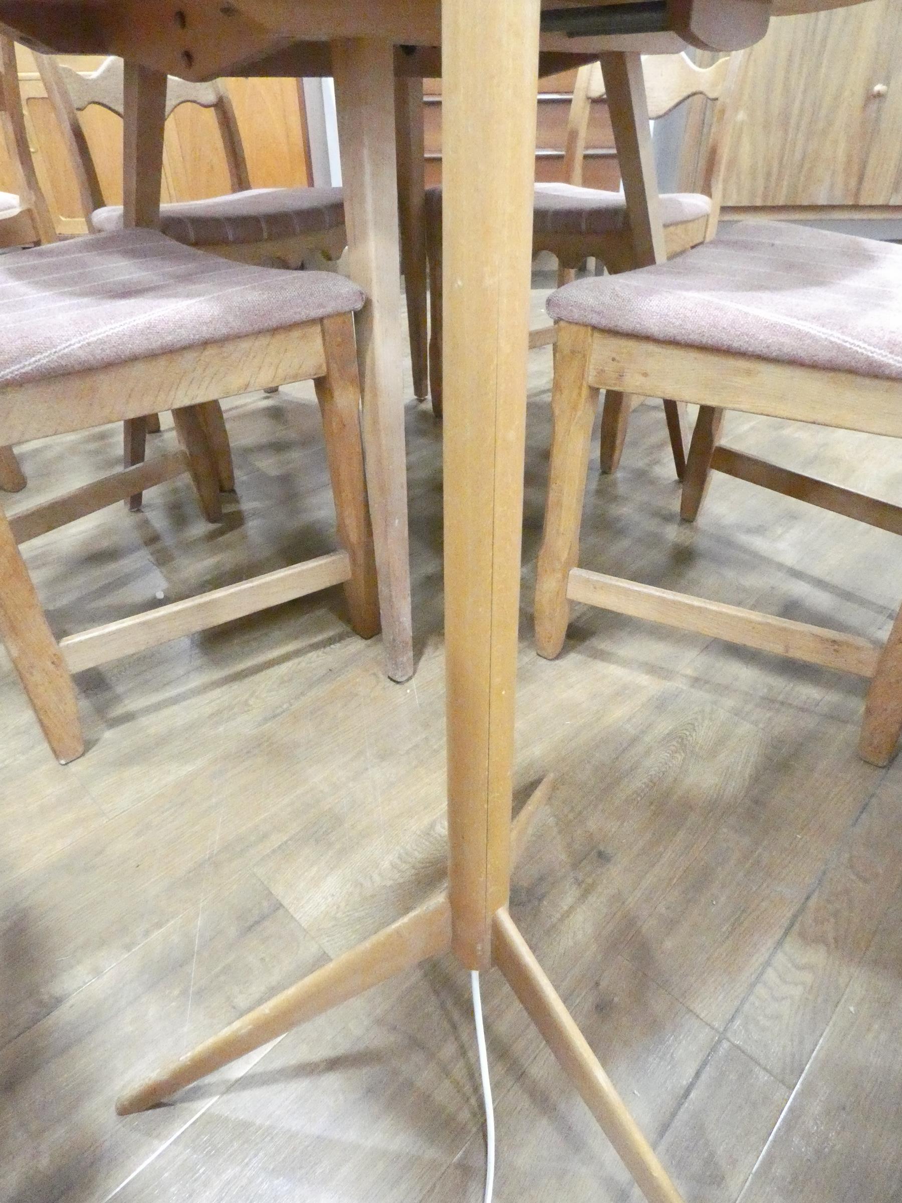 A 1960's beech tripod floor lamp with a yellow shade CONDITION REPORT: Split to side, - Image 5 of 8