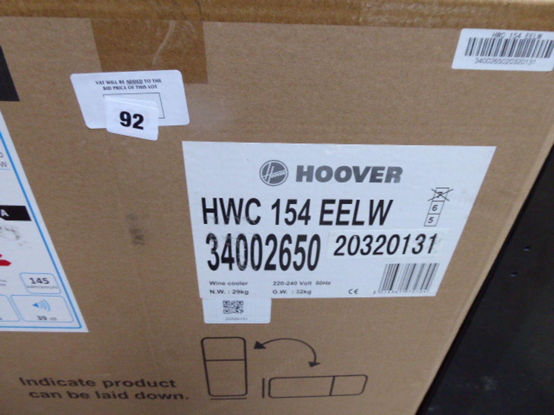 (380) Hoover HWC 154 EELW low level wine cooler with box and instructions on continental plug with - Image 2 of 2