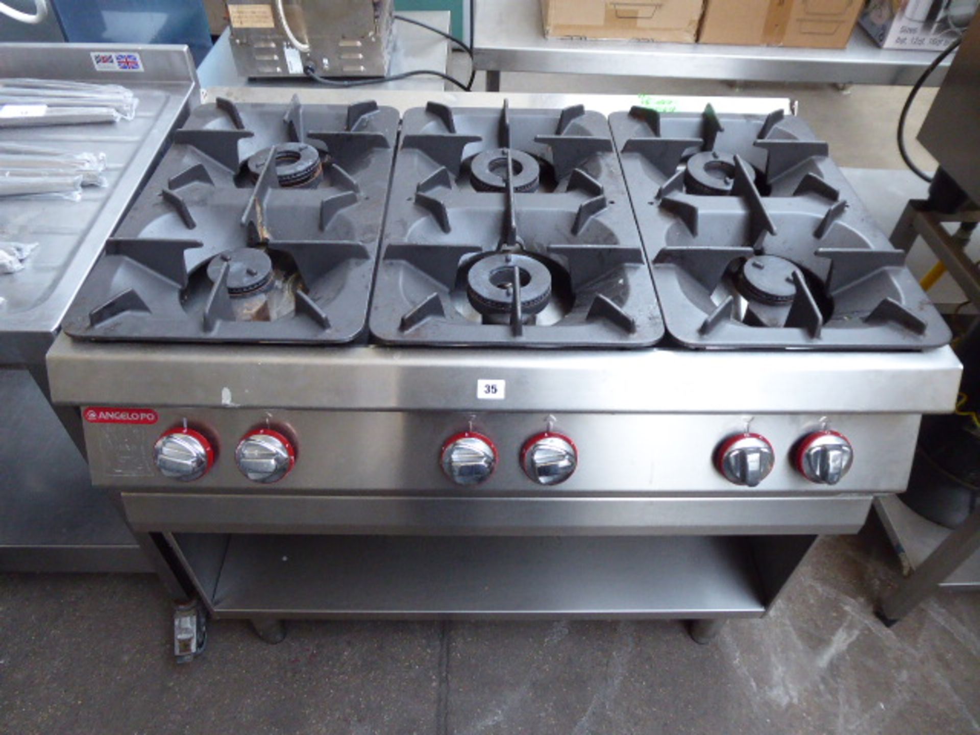 105cm gas Angelo Po 6 burner cooker on stand