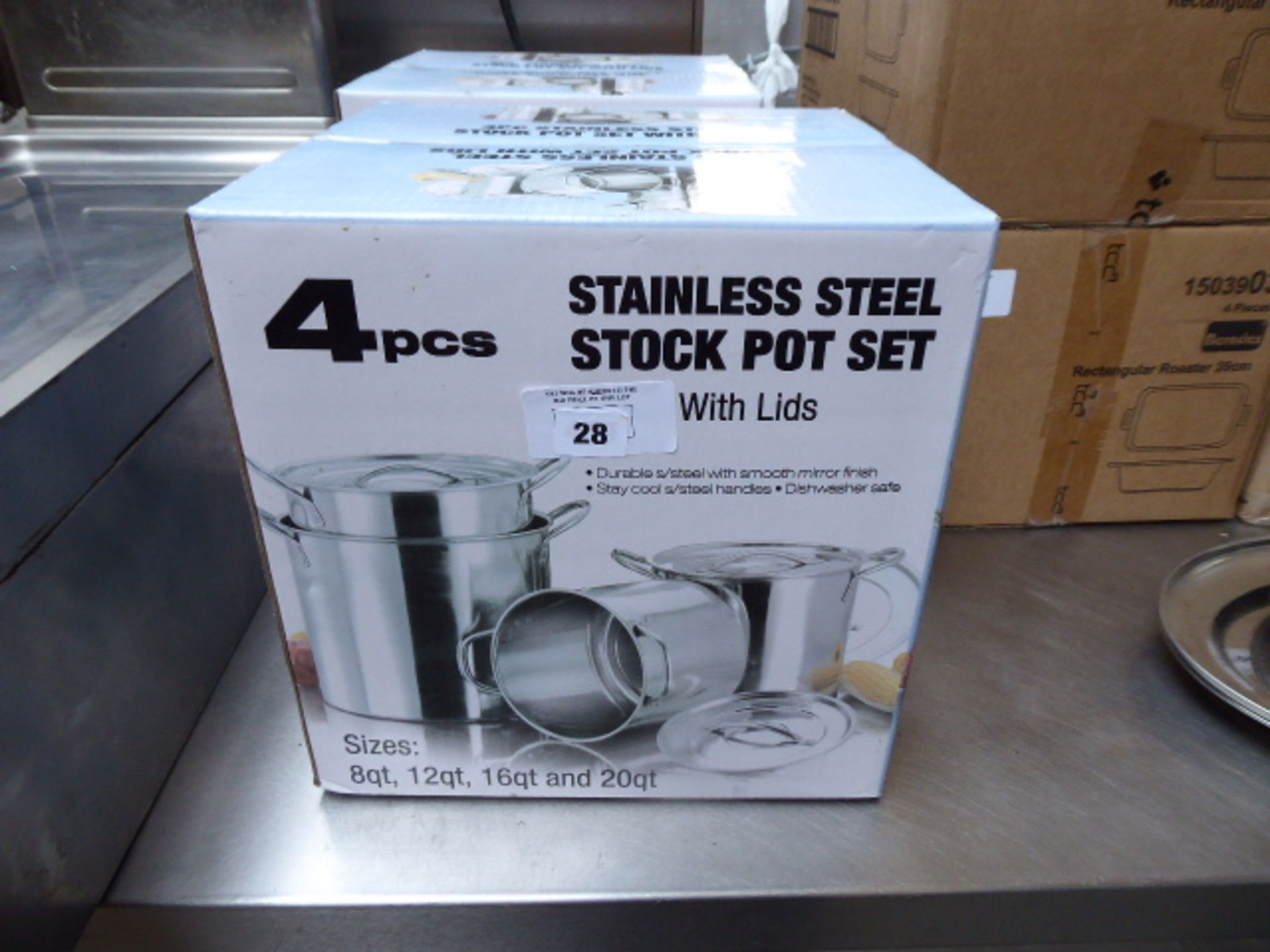(459) 4 piece stainless steel stockpot set with lids