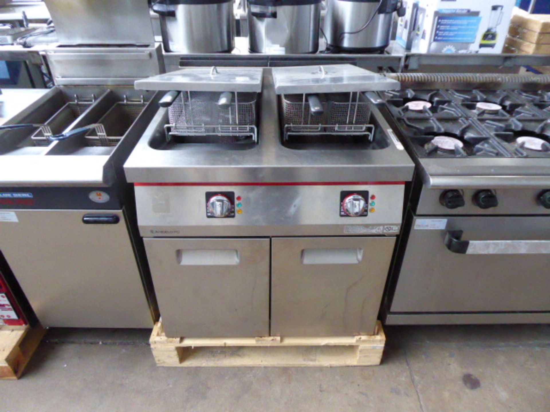 50cm electric Angelo Po twin tank fryer with basket