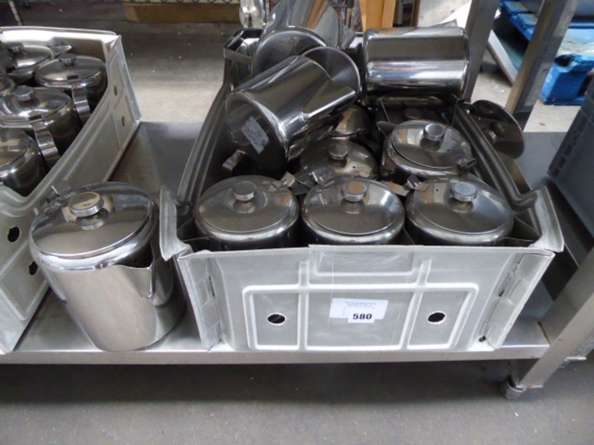 Approx 12 large stainless steel teapots