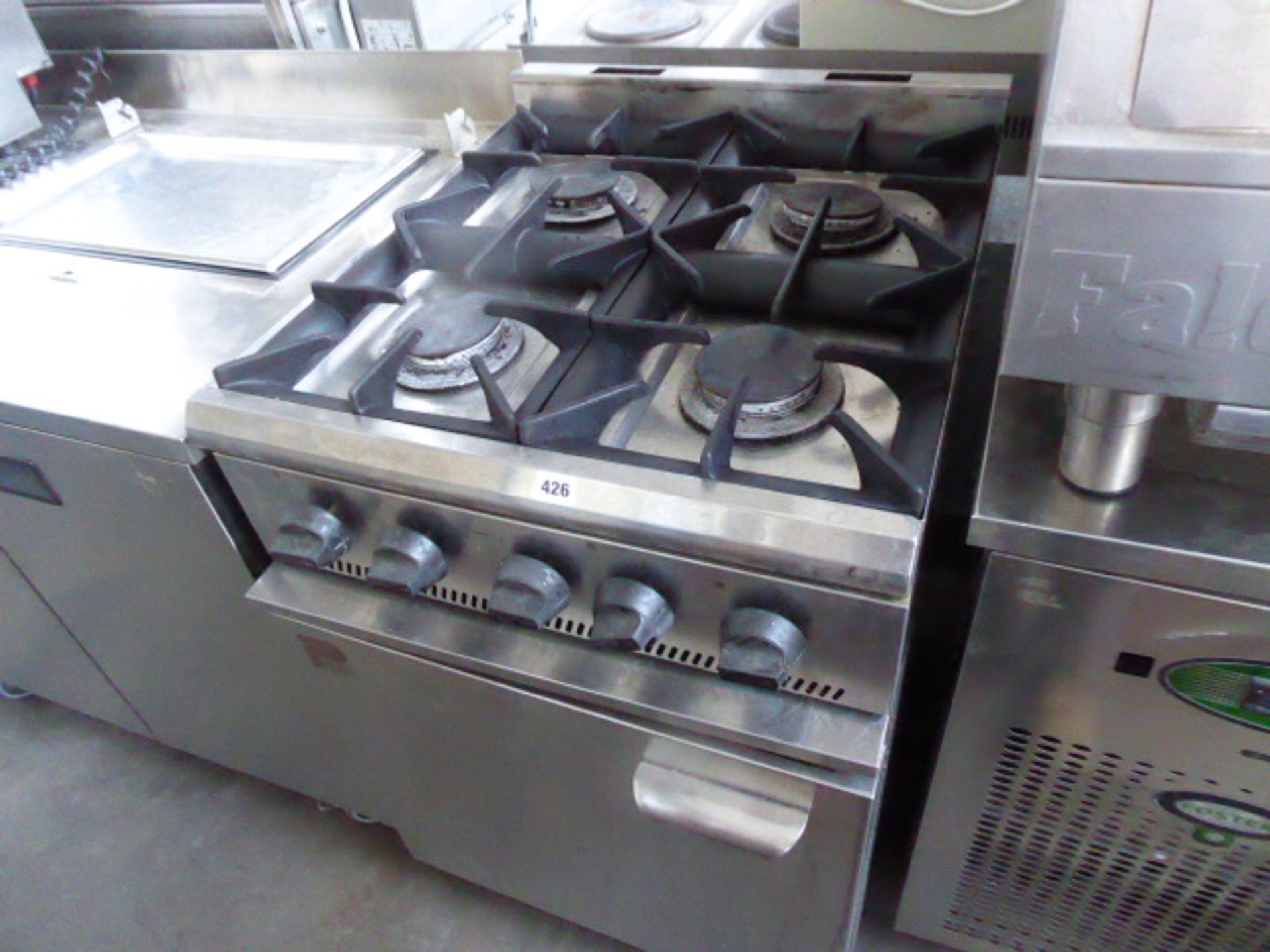 60cm gas Parry 4 burner cooker with single door oven under