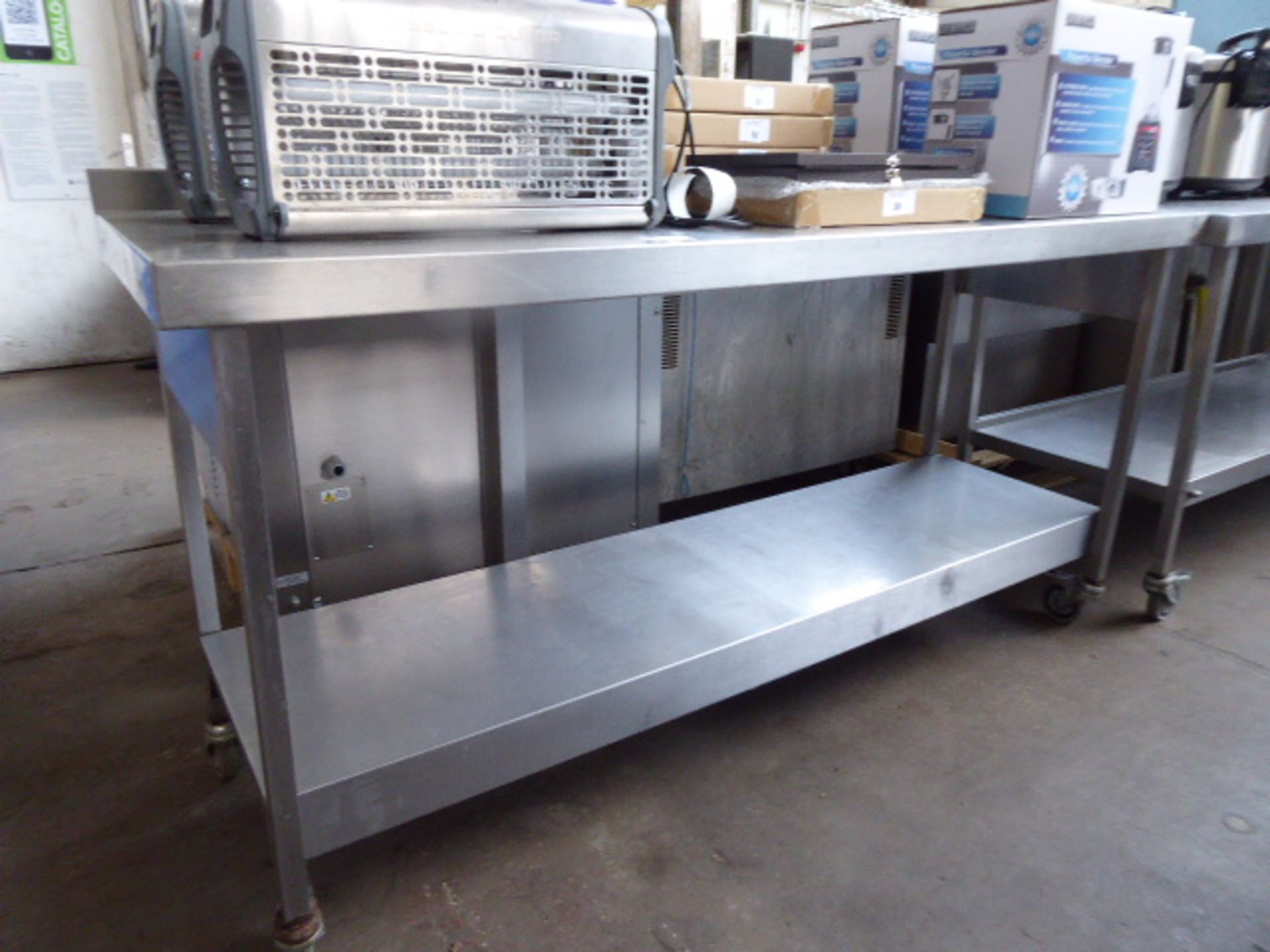 180cm stainless steel preparation table with shelf under on castors - Image 2 of 2