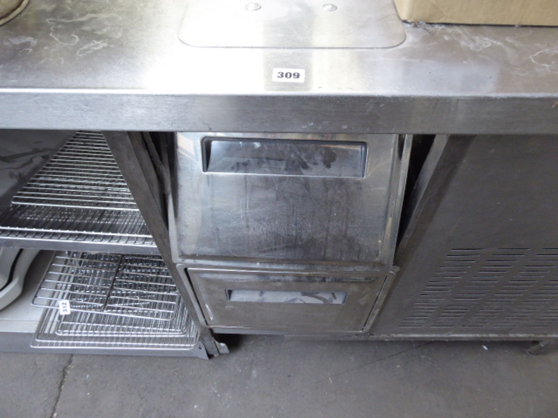 300cm stainless steel counter with cupboard and drawer under, and hot water dispenser - Image 3 of 3