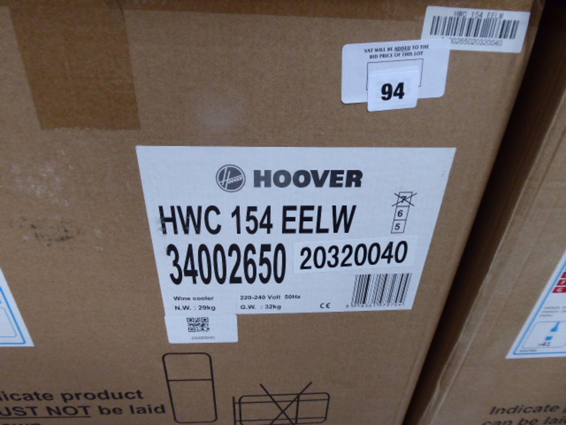 (378) Hoover HWC 154 EELW low level wine cooler with box and instructions on continental plug with - Image 2 of 2