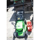 Greenworks 48 bolt lithium battery operated self propelled lawn mower with grass box, 2 batteries