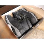 Pair of black steel toe safety boots, size UK 12