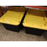 2 black and yellow storage boxes (AF)