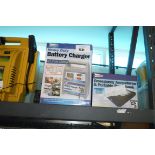 Boxed heavy duty battery charger with emergency jumpstarter and portable power bank