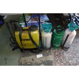 Farmate knapsack sprayer with 3 smaller pump weed sprayers