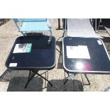 2 black glass outdoor folding drink tables