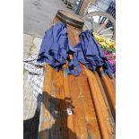 Blue cloth wooden pole garden parasol