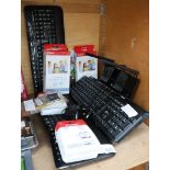 (2583) 4 mixed branded computer keyboards with 2 Canon cartridges and TP-Link wifi system