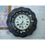 Wall clock by Faujanet, Sarlat with decorative mother of pearl inlaid frontage