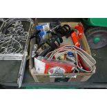 Small box containing fishing items incl. Sil Star fishing reel, Mitchell fishing reel, tapered