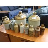 Quantity of earthenware brewery bottles incl. Burton United, T. Laughton, Scarborough and various