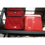 Cool box and red travel bag