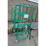 Green metal framed 4 wheel catering trolley