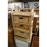 Bamboo framed three drawer storage unit