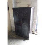 (2003) Single door glazed wooden cabinet with fitted interior shelving