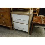 Light oak effect two drawer bedside with white drawer fronts