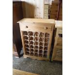Modern pine single drawer wine rack