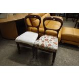 Pair of mahogany balloon back upholstered ding chairs * Sold subject to our Soft Furnishings Policy